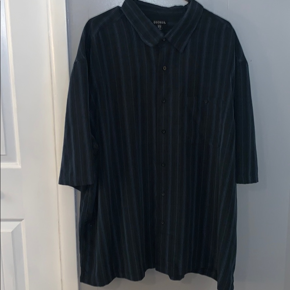 Men’s blue and black striped shirt